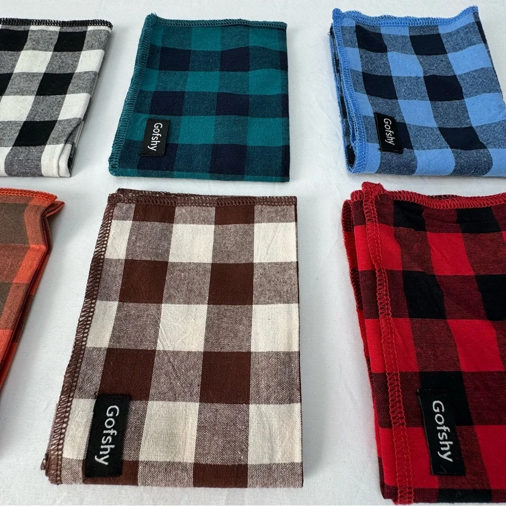 Pet Bandanas Plaid Buffalo Check Dog Cat  Scarf 6pcs